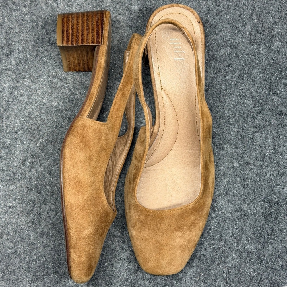 J. Jill Suri Slingback Wooden Block Heel Classic Suede Minimalist Capsule 8.5